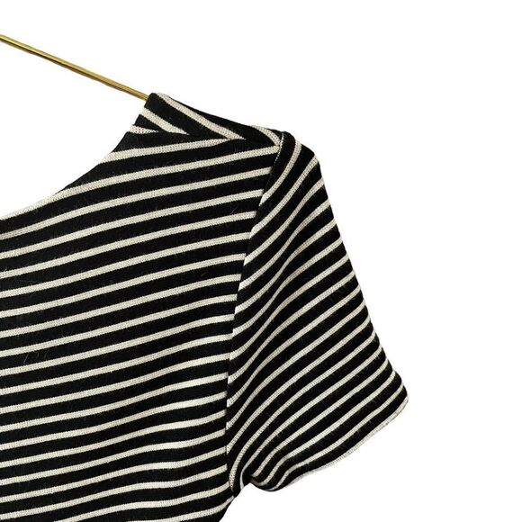 MADEWELL Gallerist Black White Stripes Fit Flare Dress Size Small - Picture 6 of 10